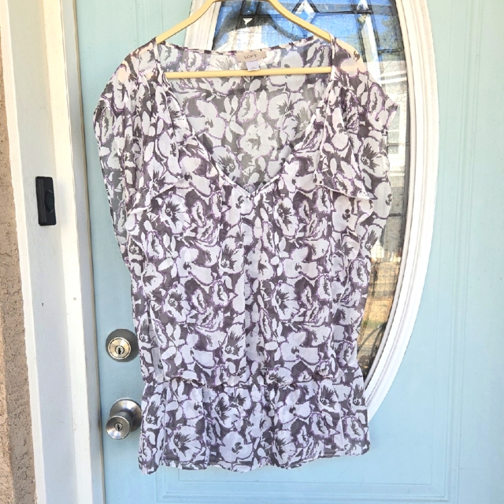 LOFT Purple Floral Blouse